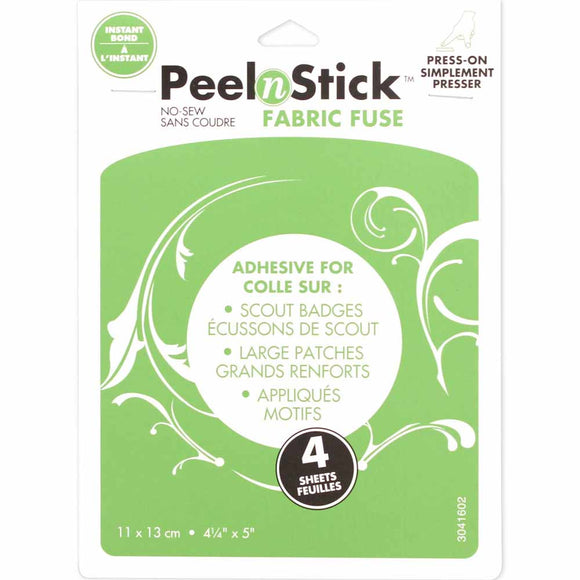FABRIC FUSE Peel n Stick Sheets by HeatnBond - 10.8cm x 12.7cm (41⁄4″ x 5″) - 4pcs