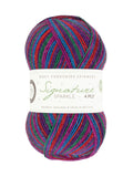 Multicolored yarn ball with West Yorkshire Spinners label on a white background