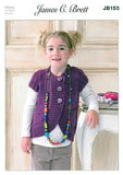 James C. Brett children's chunky JB153 Cardigan printed Pattern Leaflet