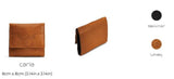 Brown leather wallet with 'muud' branding on a white background