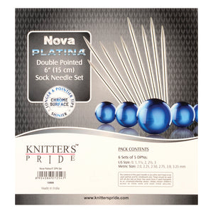 KNITPRO Nova Platina 15cm (6″) Double Point Knitting Needles Set - 6 sizes