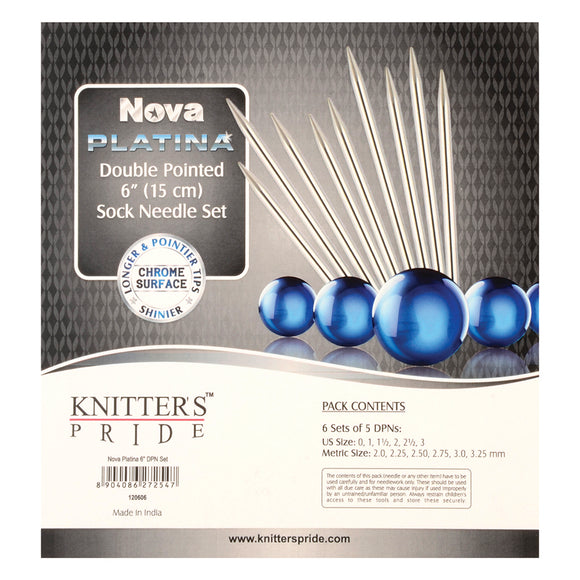 KNITPRO Nova Platina 15cm (6″) Double Point Knitting Needles Set - 6 sizes