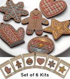 Set of six wooden embroidery kits