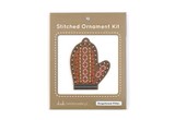 Wooden mitten shape with holes embroidery thread in paper package